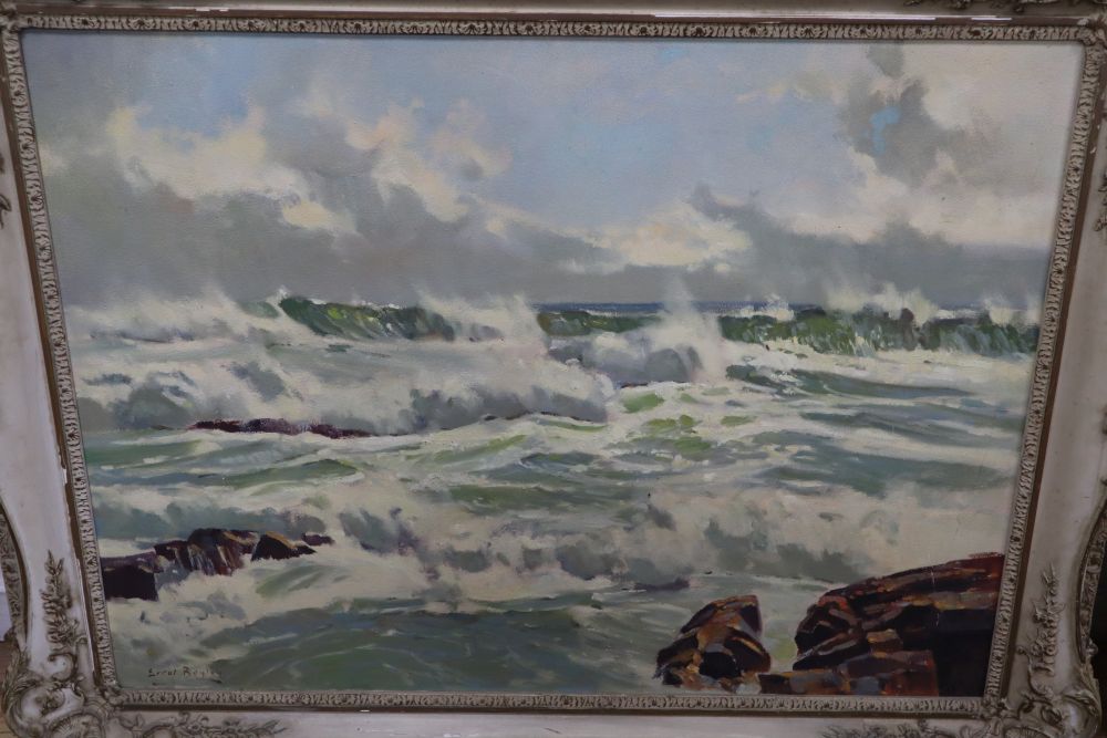 Errol Boyley (South African, 1913-1993), oil on board, Waves breaking on the shore, signed, 75 x 100cm